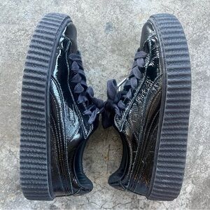 Fenty Puma by Rihanna Black Patent Leather Creeper Platform 7.5